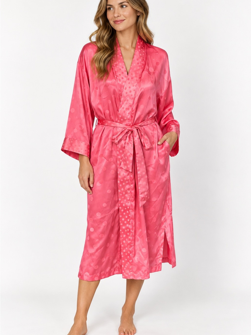 Victoria’s Secret Pink Satin Polka Dot Robe One Size